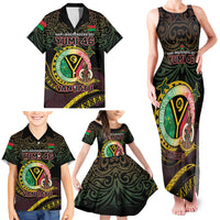 Personalised Vanuatu Family Matching Tank Maxi Dress and Hawaiian Shirt Yumi 45th Hapi Independens Dei - Black Version LT14 - Polynesian Pride