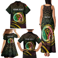 Personalised Vanuatu Family Matching Tank Maxi Dress and Hawaiian Shirt Yumi 45th Hapi Independens Dei - Black Version LT14 - Polynesian Pride