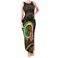 Personalised Vanuatu Family Matching Tank Maxi Dress and Hawaiian Shirt Yumi 45th Hapi Independens Dei - Black Version LT14 Mom's Dress Black - Polynesian Pride