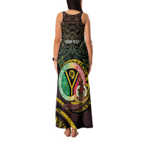 Personalised Vanuatu Family Matching Tank Maxi Dress and Hawaiian Shirt Yumi 45th Hapi Independens Dei - Black Version LT14 - Polynesian Pride