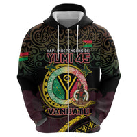 Personalised Vanuatu Hoodie Yumi 45th Hapi Independens Dei - Black Version LT14