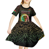 Personalised Vanuatu Kid Short Sleeve Dress Yumi 45th Hapi Independens Dei - Black Version LT14