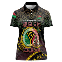 Personalised Vanuatu Women Polo Shirt Yumi 46th Hapi Independens Dei - Black Version LT14 Female Black - Polynesian Pride