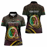 Personalised Vanuatu Women Polo Shirt Yumi 46th Hapi Independens Dei - Black Version LT14 - Polynesian Pride