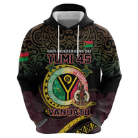 Personalised Vanuatu Zip Hoodie Yumi 45th Hapi Independens Dei - Black Version LT14