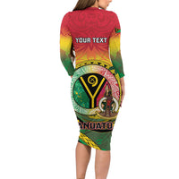 Personalised Vanuatu Family Matching Long Sleeve Bodycon Dress and Hawaiian Shirt Yumi 45th Hapi Independens Dei - Reggae Version LT14 - Polynesian Pride