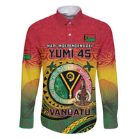 Personalised Vanuatu Family Matching Off The Shoulder Long Sleeve Dress and Hawaiian Shirt Yumi 45th Hapi Independens Dei - Reggae Version LT14