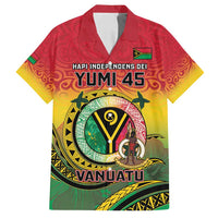 Personalised Vanuatu Family Matching Off Shoulder Short Dress and Hawaiian Shirt Yumi 45th Hapi Independens Dei - Reggae Version LT14