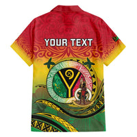 Personalised Vanuatu Family Matching Off Shoulder Short Dress and Hawaiian Shirt Yumi 45th Hapi Independens Dei - Reggae Version LT14
