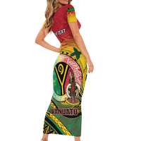 Personalised Vanuatu Family Matching Short Sleeve Bodycon Dress and Hawaiian Shirt Yumi 45th Hapi Independens Dei - Reggae Version LT14 - Polynesian Pride