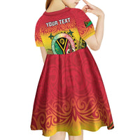 Personalised Vanuatu Kid Short Sleeve Dress Yumi 45th Hapi Independens Dei - Reggae Version LT14
