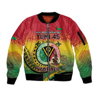 Personalised Vanuatu Sleeve Zip Bomber Jacket Yumi 45th Hapi Independens Dei - Reggae Version LT14