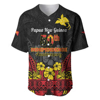 Papua New Guinea Independence Day Baseball Jersey PNG Bird of Paradise 50th Anniversary LT14 Black - Polynesian Pride