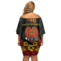Papua New Guinea Independence Day Family Matching Off Shoulder Short Dress and Hawaiian Shirt PNG Bird of Paradise 50th Anniversary LT14 - Polynesian Pride