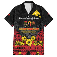 Papua New Guinea Independence Day Family Matching Summer Maxi Dress and Hawaiian Shirt PNG Bird of Paradise 50th Anniversary LT14 Dad's Shirt - Short Sleeve Black - Polynesian Pride