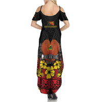 Papua New Guinea Independence Day Family Matching Summer Maxi Dress and Hawaiian Shirt PNG Bird of Paradise 50th Anniversary LT14 - Polynesian Pride