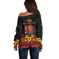 Papua New Guinea Independence Day Off Shoulder Sweater PNG Bird of Paradise 50th Anniversary LT14 - Polynesian Pride