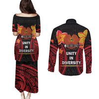 Papua New Guinea Independence Day Couples Matching Puletasi and Long Sleeve Button Shirt PNG Since 1975 LT14 - Polynesian Pride