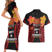 Papua New Guinea Independence Day Couples Matching Short Sleeve Bodycon Dress and Hawaiian Shirt PNG Since 1975 LT14