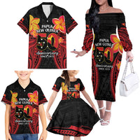 Papua New Guinea Independence Day Family Matching Off The Shoulder Long Sleeve Dress and Hawaiian Shirt PNG Since 1975 LT14