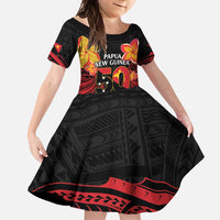 Papua New Guinea Independence Day Family Matching Off Shoulder Maxi Dress and Hawaiian Shirt PNG Since 1975 LT14 Daughter's Dress Black - Polynesian Pride