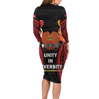 Papua New Guinea Independence Day Long Sleeve Bodycon Dress PNG Since 1975 LT14 - Polynesian Pride