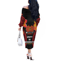 Papua New Guinea Independence Day Off The Shoulder Long Sleeve Dress PNG Since 1975 LT14 - Polynesian Pride