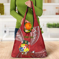 Personalised Tonga Independence Day Grocery Bag Happy 54th Independence Anniversary Ngatu Pattern