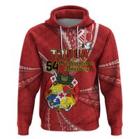 Personalised Tonga Independence Day Hoodie Happy 54th Independence Anniversary Ngatu Pattern LT14 Pullover Hoodie Red - Polynesian Pride