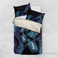 Polynesia Sea Turtle Day Bedding Set Tribal Honu Plumeria Polynesian Pattern
