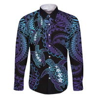 Polynesia Sea Turtle Day Family Matching Summer Maxi Dress and Hawaiian Shirt Tribal Honu Plumeria Polynesian Pattern