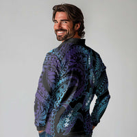 Polynesia Sea Turtle Day Long Sleeve Polo Shirt Tribal Honu Plumeria Polynesian Pattern