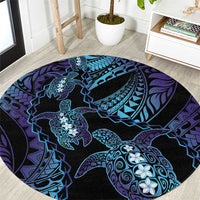 Polynesia Sea Turtle Day Round Carpet Tribal Honu Plumeria Polynesian Pattern