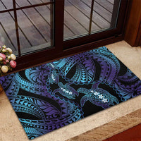 Polynesia Sea Turtle Day Rubber Doormat Tribal Honu Plumeria Polynesian Pattern