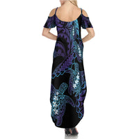 Polynesia Sea Turtle Day Summer Maxi Dress Tribal Honu Plumeria Polynesian Pattern