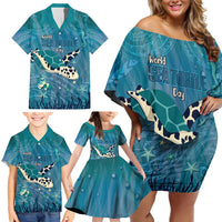 World Sea Turtle Day Polynesia Family Matching Off Shoulder Short Dress and Hawaiian Shirt Go With The Flow LT14 - Polynesian Pride