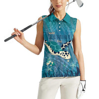 World Sea Turtle Day Polynesia Women Sleeveless Polo Shirt Go With The Flow