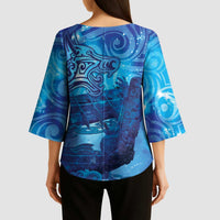 Kuri New Zealand Matariki Kimono Sleeve Blouse Aotearoa Dog Waka Maori New Year Galaxy Vibes