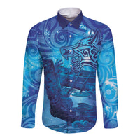Kuri New Zealand Matariki Long Sleeve Button Shirt Aotearoa Dog Waka Maori New Year Galaxy Vibes