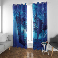 Kuri New Zealand Matariki Window Curtain Aotearoa Dog Waka Maori New Year Galaxy Vibes LT14 With Grommets Blue - Polynesian Pride