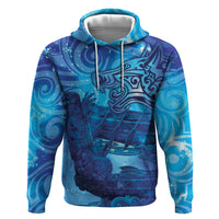 Kuri New Zealand Matariki Zip Hoodie Aotearoa Dog Waka Maori New Year Galaxy Vibes LT14 Pullover Hoodie Blue - Polynesian Pride