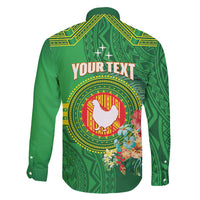 Personalized Manu'a Cession Day Family Matching Long Sleeve Bodycon Dress and Hawaiian Shirt Tropical Flowers With Polynesian Pattern