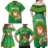 Personalized Manu'a Cession Day Family Matching Off Shoulder Maxi Dress and Hawaiian Shirt Tropical Flowers With Polynesian Pattern LT14 - Polynesian Pride