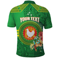 Personalized Manu'a Cession Day Polo Shirt Tropical Flowers With Polynesian Pattern