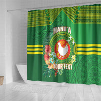 Personalized Manu'a Cession Day Shower Curtain Tropical Flowers With Polynesian Pattern
