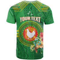 Personalized Manu'a Cession Day T Shirt Tropical Flowers With Polynesian Pattern LT14 - Polynesian Pride