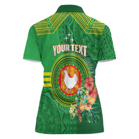 Personalized Manu'a Cession Day Women Polo Shirt Tropical Flowers With Polynesian Pattern
