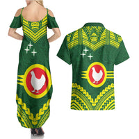 Manu'a Flag Day Couples Matching Summer Maxi Dress and Hawaiian Shirt Polynesian Pattern National Color Proud