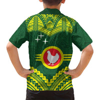 Manu'a Flag Day Family Matching Off Shoulder Short Dress and Hawaiian Shirt Polynesian Pattern National Color Proud
