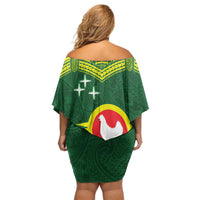 Manu'a Flag Day Family Matching Off Shoulder Short Dress and Hawaiian Shirt Polynesian Pattern National Color Proud